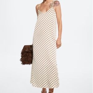 MANGO Polka-dot satin-finish dress